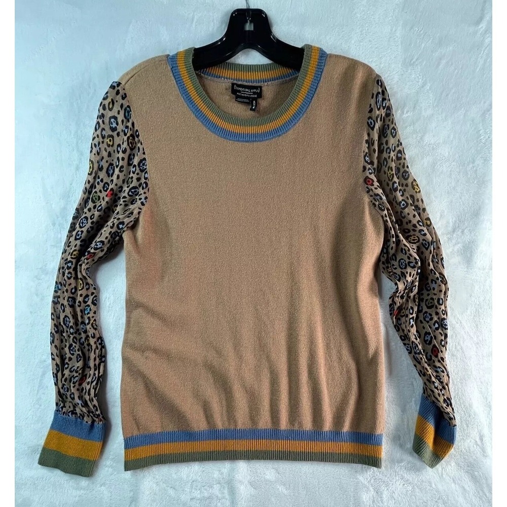 Anthropologie Conditions Apply  Celina Womens M Sweater Leopard‎ Print
